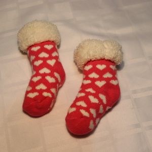 Pink Polka dotted baby sock/slippers 0-6M